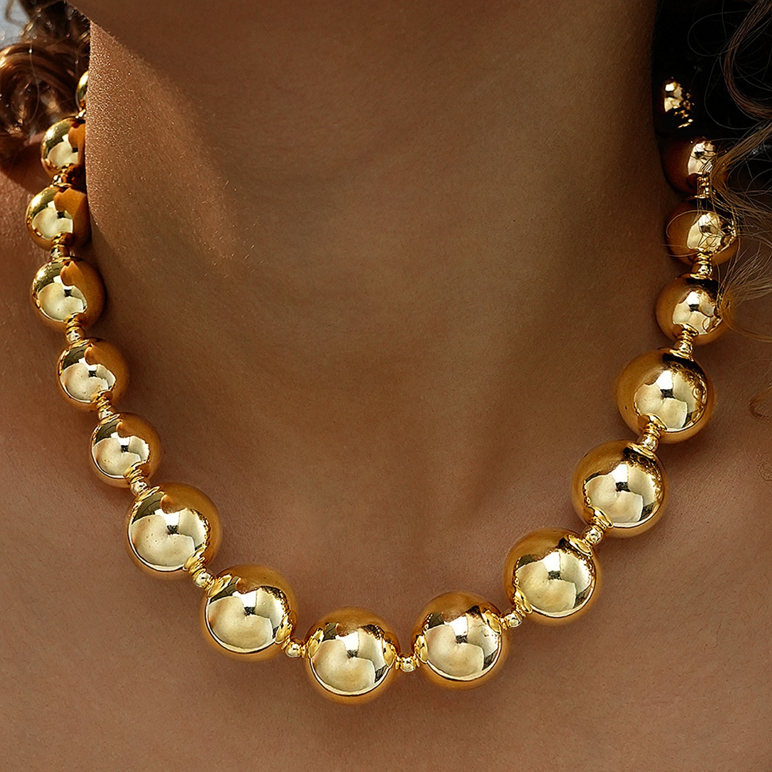 Women's Retro Layered Bead Necklace, Stainless Steel